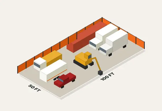 Illustration of a 50 by 100 ft Square Lots large yard
