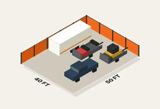 Illustration of a 40 by 50 ft Square Lots small yard